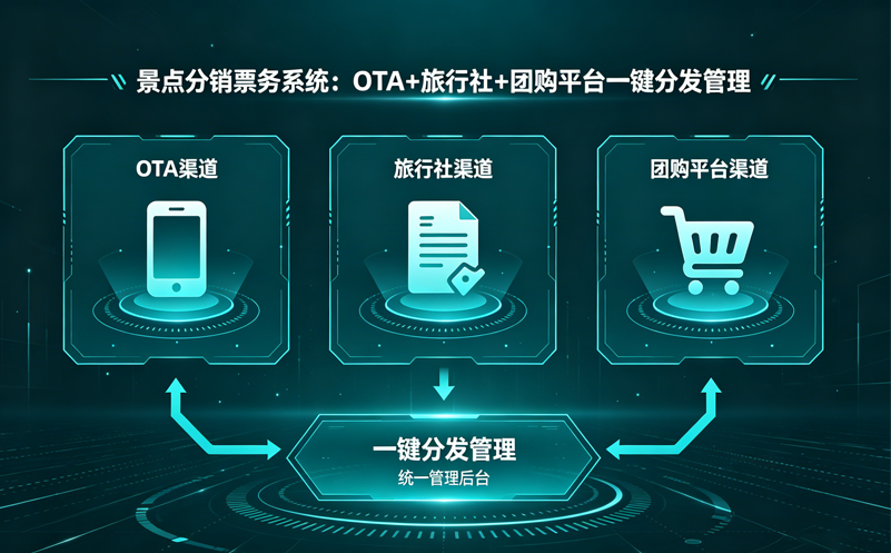景点分销票务系统：OTA+旅行社+团购平台一键分发管理