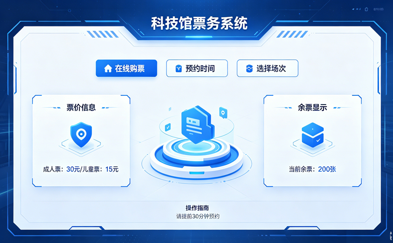 科技馆票务系统：互动展项预约+分时段入馆全方案