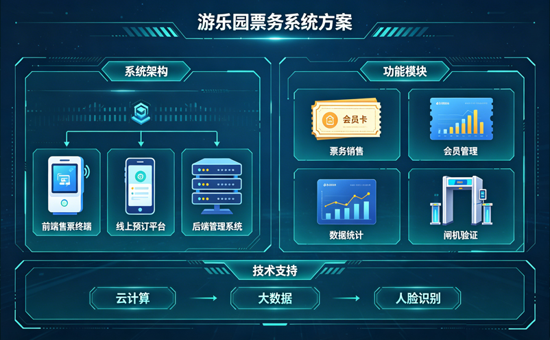 游乐场票务系统解决方案：套票+单项票+年卡+二销管理