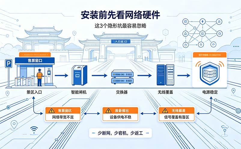 景区电子票务系统安装前,网络硬件这3个“隐形坑”最容易忽略