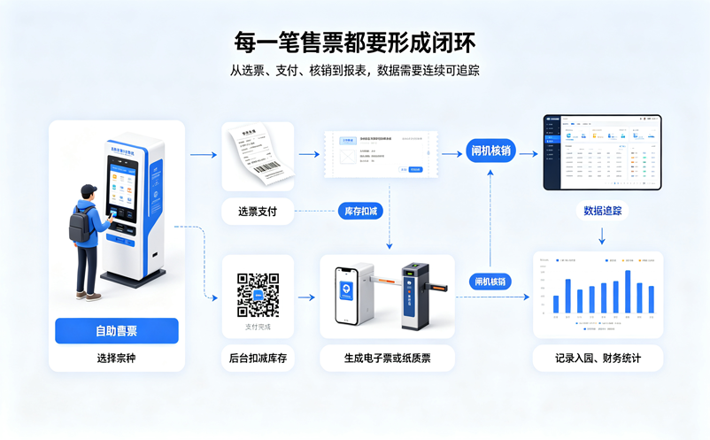 景区自助售票机为什么需要连接后台票务系统?