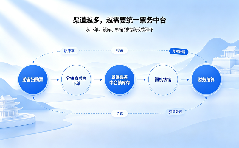 景区有多个分销渠道怎么办?票务分销系统统一管理库存、订单与结算